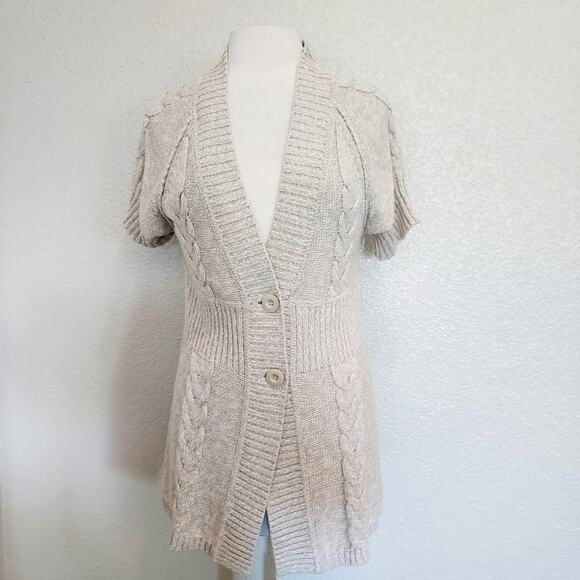 Kenneth Cole Reaction Beige Knit Button Cardigan Size S - Picture 1 of 11